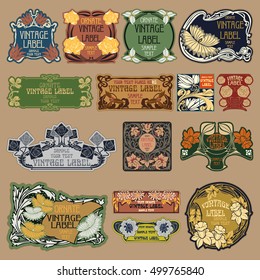 vector vintage items: label Art Nouveau