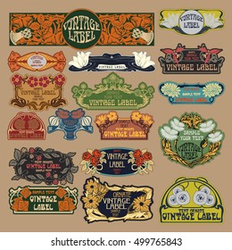 vector vintage items: label Art Nouveau