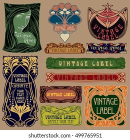 vector vintage items: label Art Nouveau