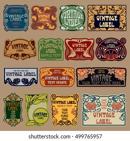 vector vintage items: label Art Nouveau