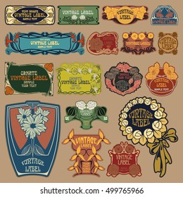 vector vintage items: label Art Nouveau