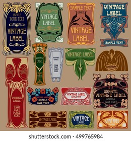 vector vintage items: label Art Nouveau