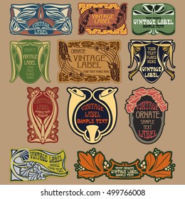 vector vintage items: label Art Nouveau