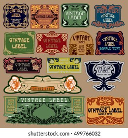 vector vintage items: label Art Nouveau