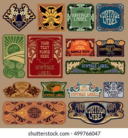 vector vintage items: label Art Nouveau