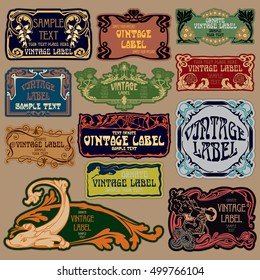 vector vintage items: label Art Nouveau
