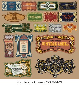 vector vintage items: label Art Nouveau