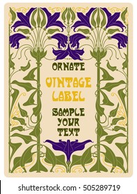 vector vintage items: label Art Nouveau