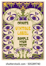 vector vintage items: label Art Nouveau