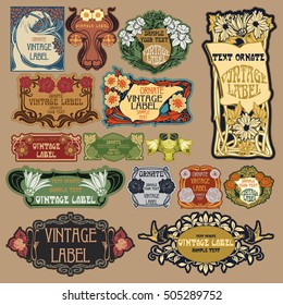 vector vintage items: label Art Nouveau