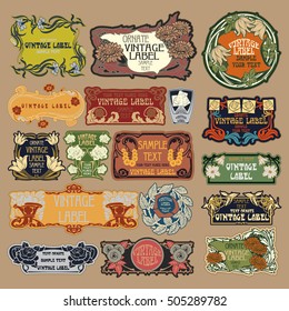 vector vintage items: label Art Nouveau