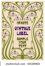 vector vintage items: label Art Nouveau
