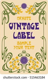 vector vintage items: label Art Nouveau