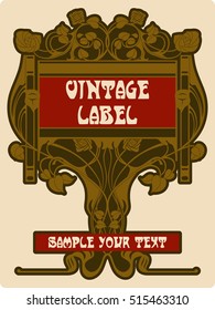 vector vintage items: label Art Nouveau