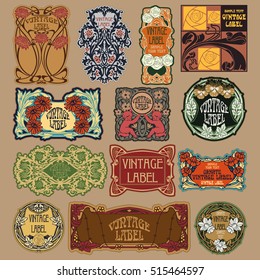 vector vintage items: label Art Nouveau