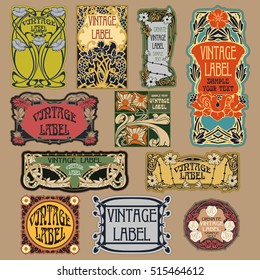 vector vintage items: label Art Nouveau