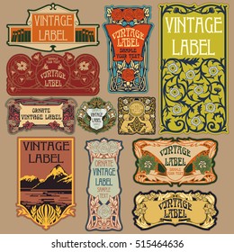 vector vintage items: label Art Nouveau