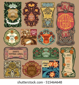 vector vintage items: label Art Nouveau