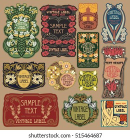 vector vintage items: label Art Nouveau