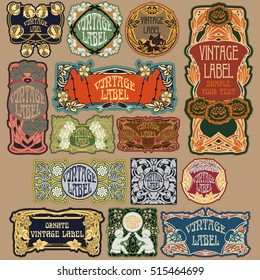 vector vintage items: label Art Nouveau