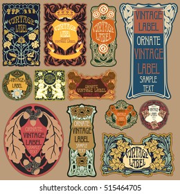 vector vintage items: label Art Nouveau