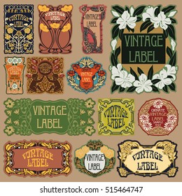 vector vintage items: label Art Nouveau