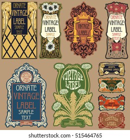 vector vintage items: label Art Nouveau