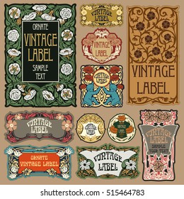 vector vintage items: label Art Nouveau