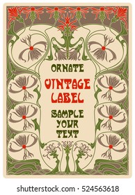 vector vintage items: label Art Nouveau