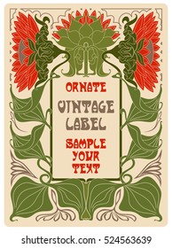 vector vintage items: label Art Nouveau