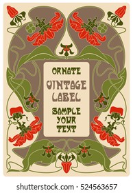 vector vintage items: label Art Nouveau