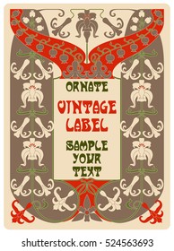 vector vintage items: label Art Nouveau