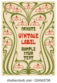 vector vintage items: label Art Nouveau