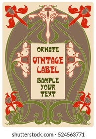 vector vintage items: label Art Nouveau