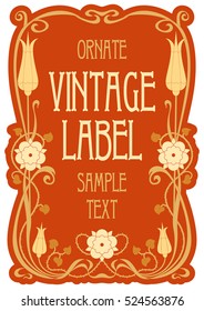 vector vintage items: label Art Nouveau