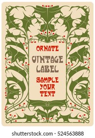 vector vintage items: label Art Nouveau