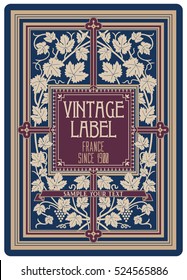 vector vintage items: label Art Nouveau