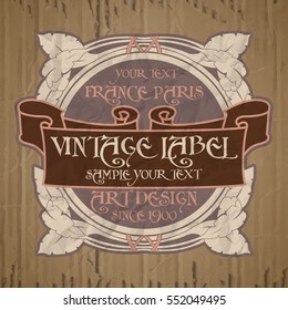 vector vintage items: label Art Nouveau

