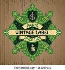 vector vintage items: label Art Nouveau