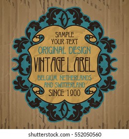 vector vintage items: label Art Nouveau

