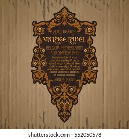 vector vintage items: label Art Nouveau

