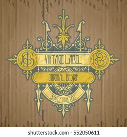 vector vintage items: label Art Nouveau