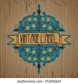 vector vintage items: label Art Nouveau