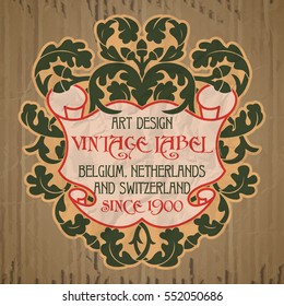 vector vintage items: label Art Nouveau