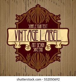 vector vintage items: label Art Nouveau