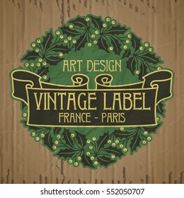 vector vintage items: label Art Nouveau