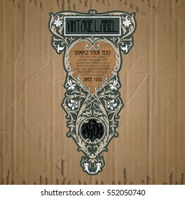 vector vintage items: label Art Nouveau

