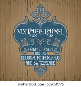vector vintage items: label Art Nouveau