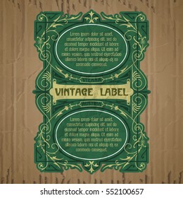 vector vintage items: label Art Nouveau