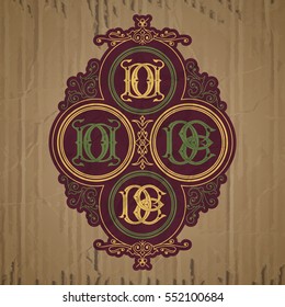vector vintage items: label Art Nouveau